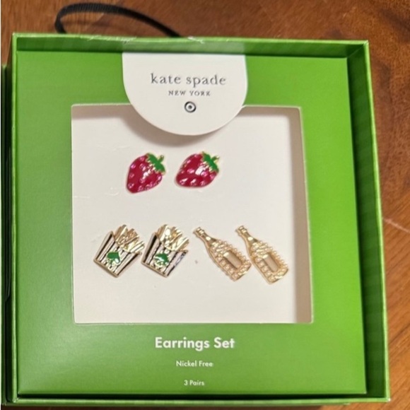 Kate Spade Red and Gold Earrings Set - Picture 1 of 7